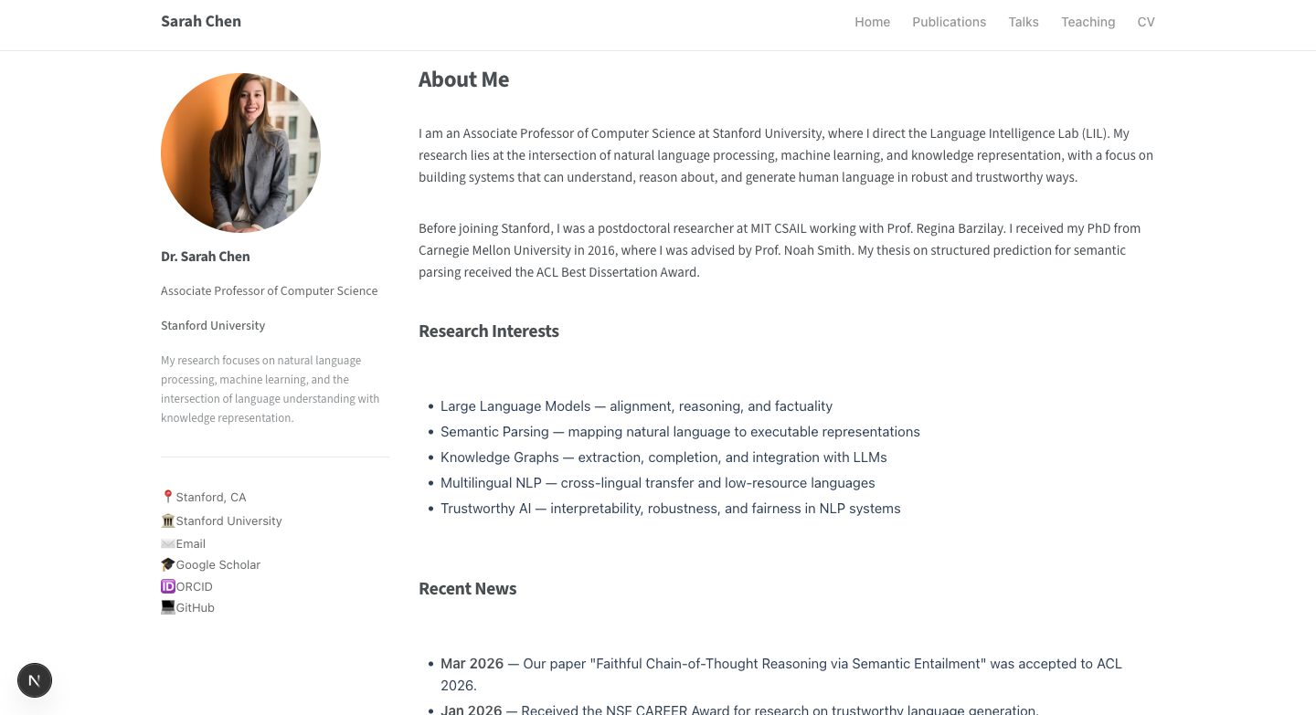 Academic Pages template